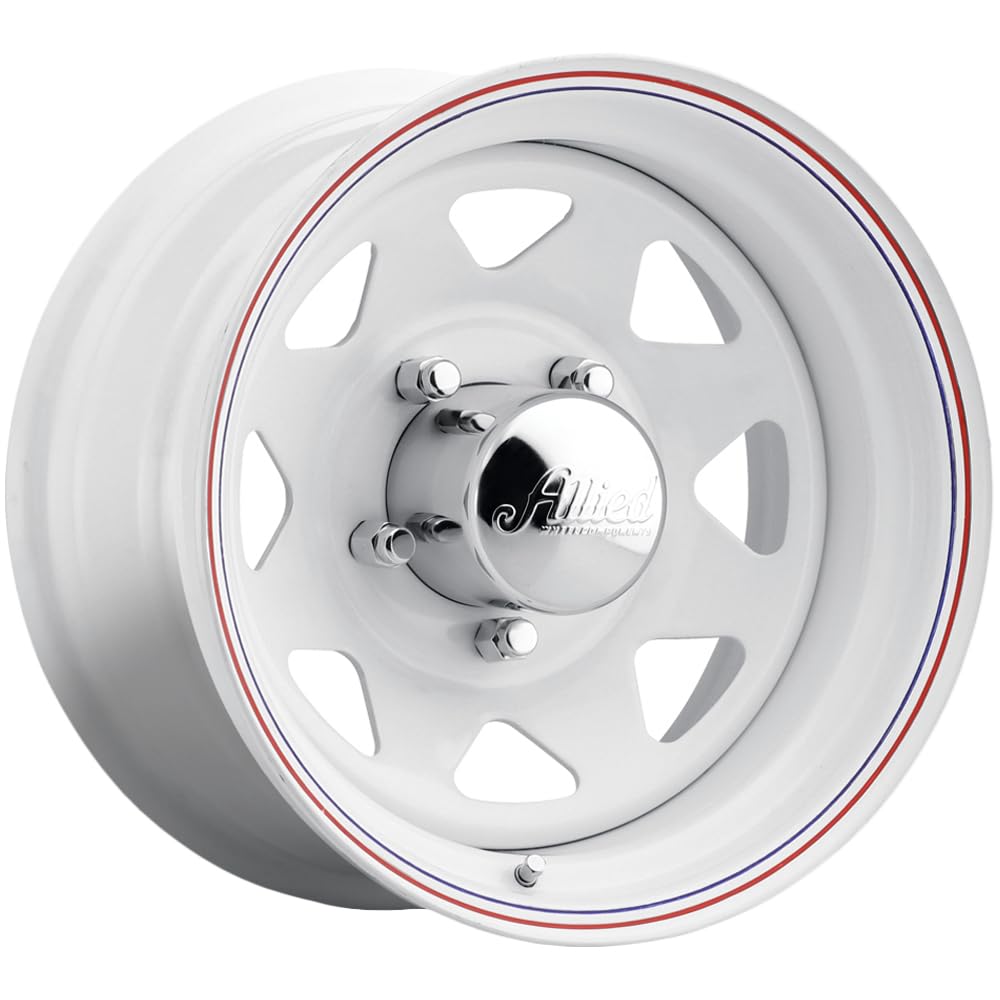 Amazon.co.jp: Allied Wheel 80W ホワイト 8本スポーク 15x7 5x5、3.75